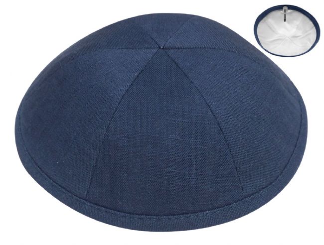 LIN14 - NAVY LINEN KIPPAH