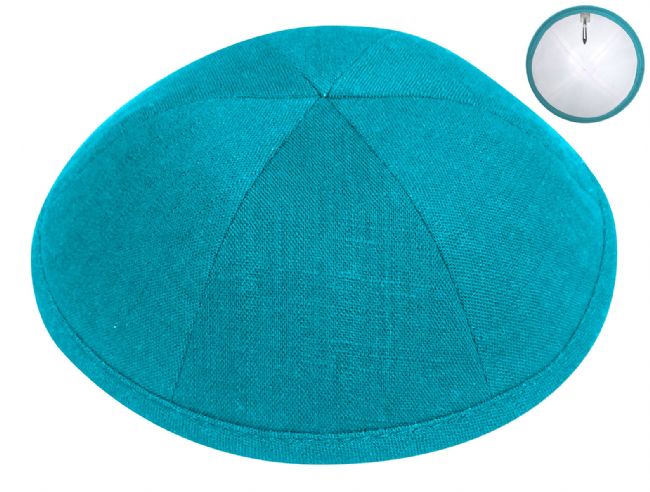 LIN24 - TURQUOISE LINEN KIPPAH