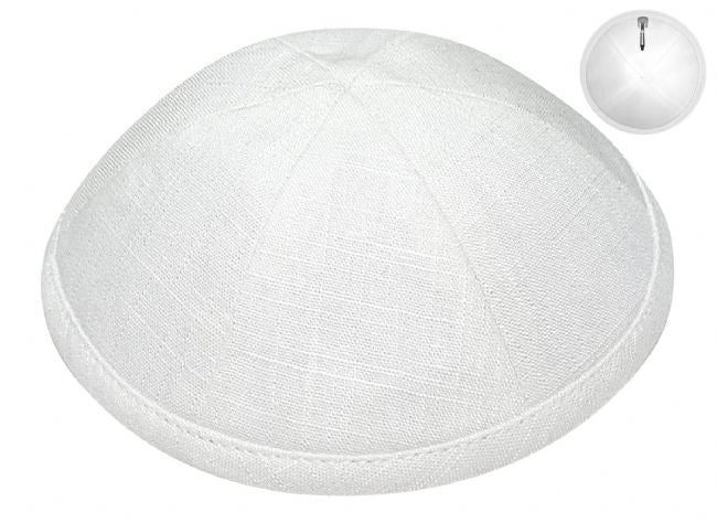 LIN26 - WHITE LINEN KIPPAH