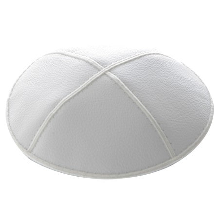 WHITE LEATHER KIPPAH
