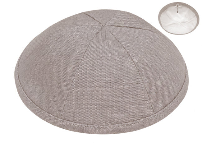 LIN08 - LIGHT GREY LINEN KIPPAH