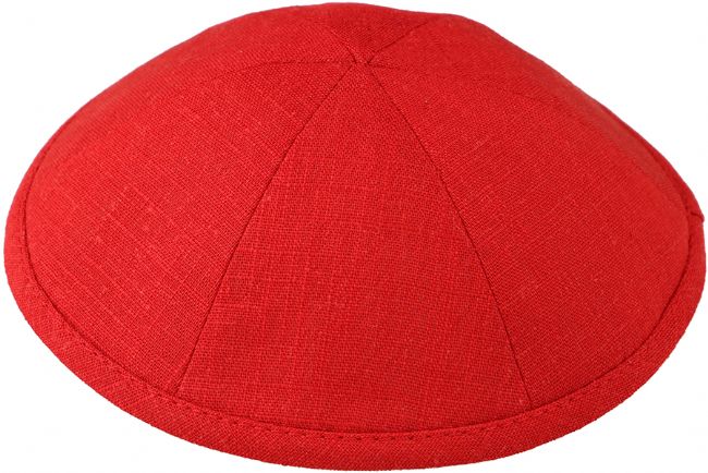 LIN03 - RED LINEN KIPPAH